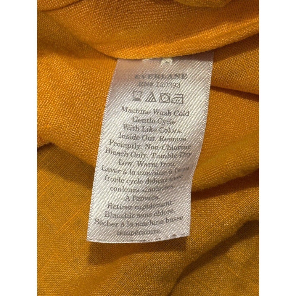 EVERLANE Linen Button Down Shirt Orange Short Sleeve Women Small Beach Tunic - Picture 4 of 7